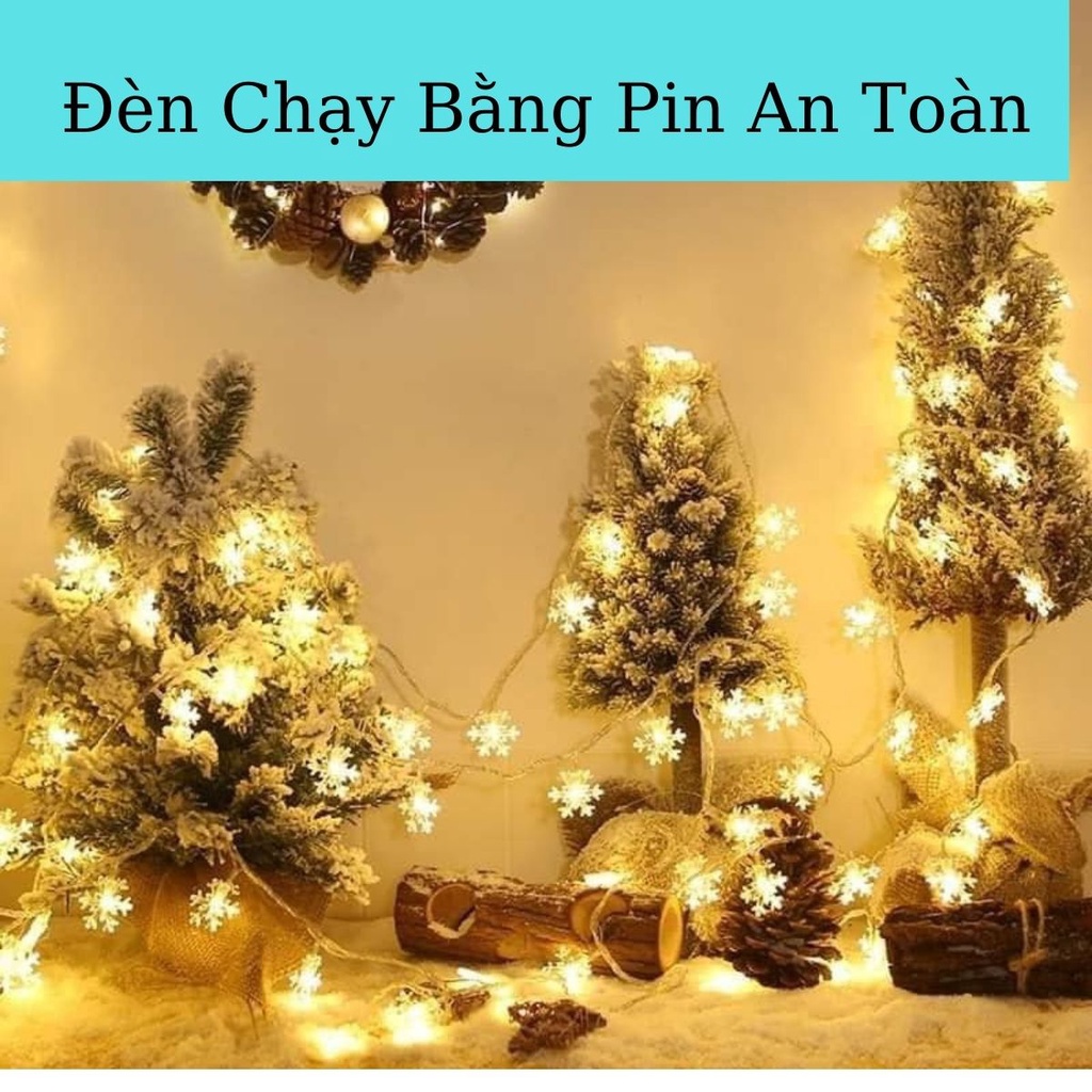 Đèn Led Trang Trí Nhà Cửa Cây Thông Noel Lều Công Chúa Cho Bé Hình Hoa Tuyết  Bằng Pin An Toàn