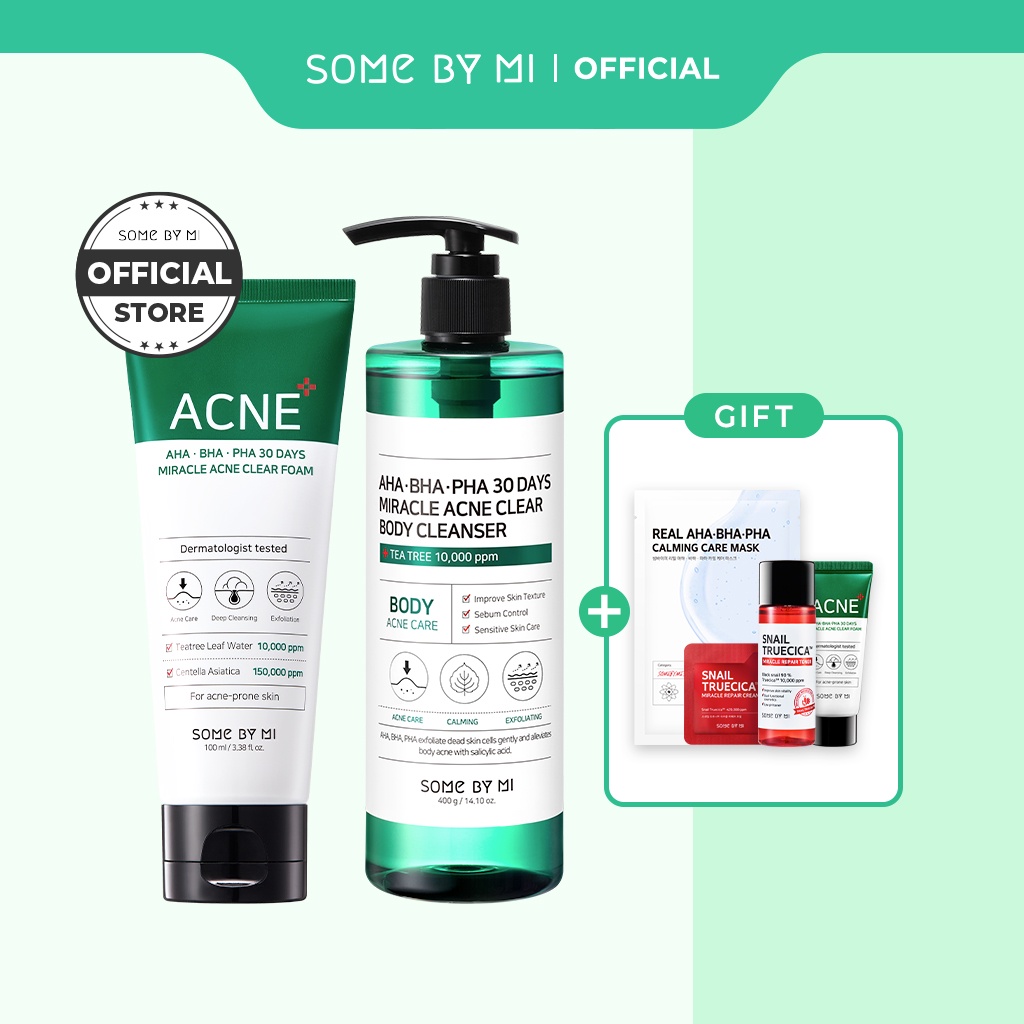 Bộ Đôi Sữa Rửa Mặt Và Sữa Tắm Some By Mi Miracle Acne Clear Foam & Body Cleanser