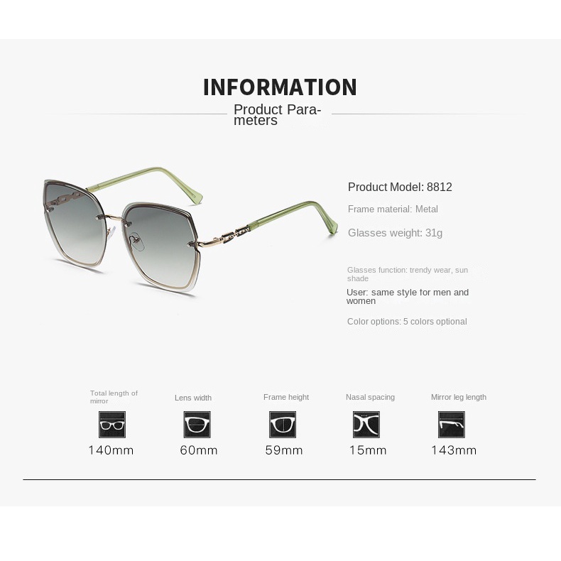 Kính Mát Nữ Gọng Lớn Tròng Màu Hồng Gradient Hợp Thời Trang Mới