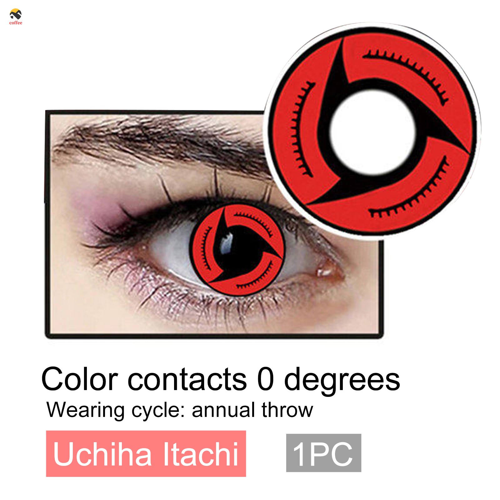 NARUTO Kính Áp Tròng Hóa Trang Nhân Vật Uchiha Itachi Kaleidoscope Eyes