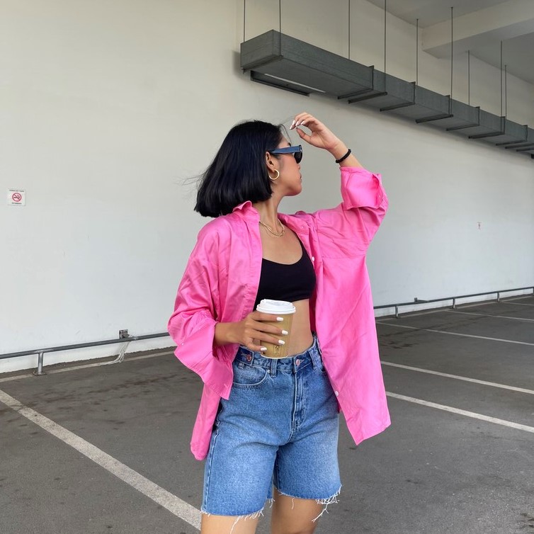 Là min - Quần Jeans Shorts Màu Xanh Denim