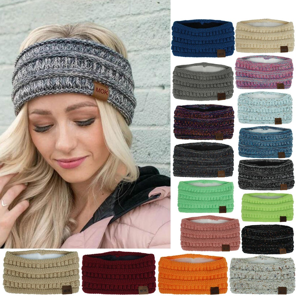Women Fashion Keep Warm Knitting Headband Handmade Sport Hairband hooowey