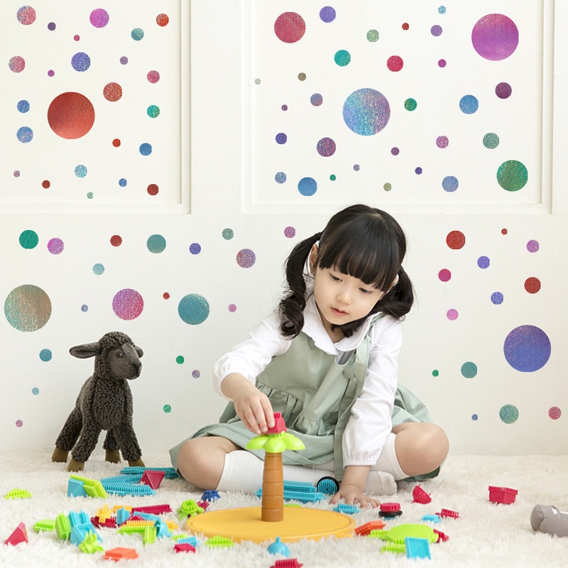 Decal dán tường Tự Dính Họa Tiết Chấm Bi Pha Lê Lấp Lánh Trang Trí Phòng Khách / Phòng Ngủ Cho Bé