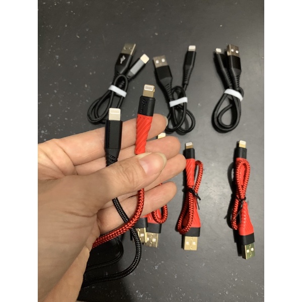 Dây Cáp Xạc Bọc dù Cao cấp  ngắn 25cm chân lightning