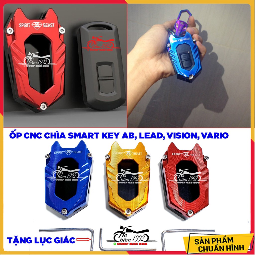 Ốp Chìa Khóa Smartkey 2 Nút SPIRIT BEATS Honda LEAD, AB,VISION, (Vario 2 nút) - Tặng Kèm Lục Giác