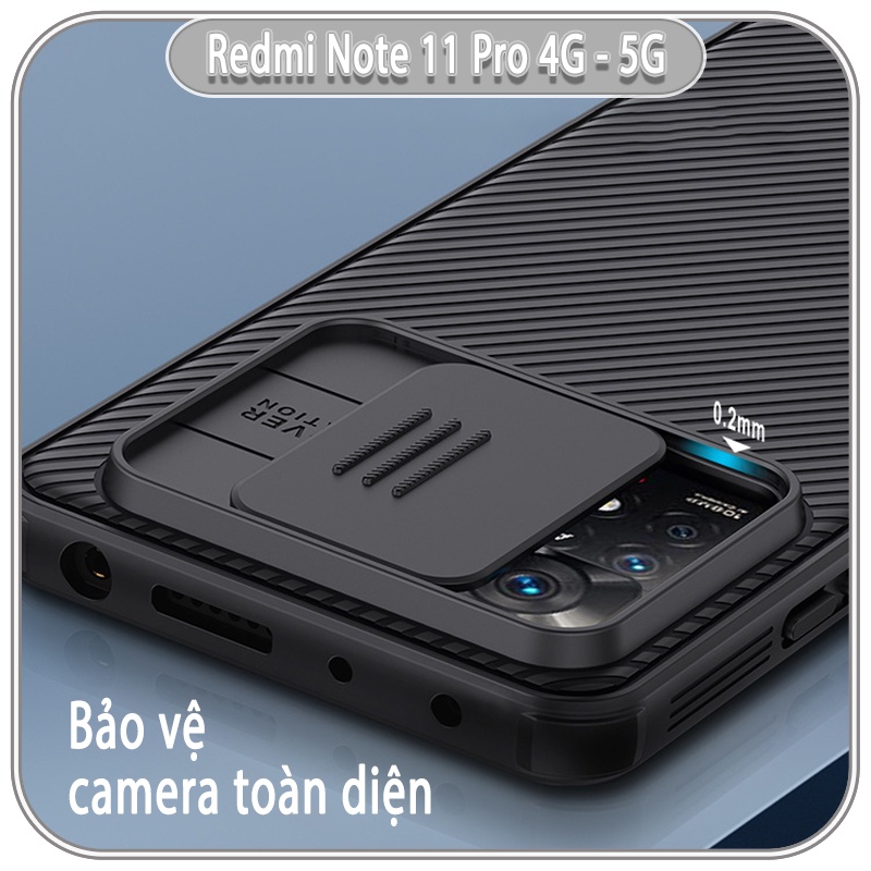 Ốp lưng cho Xiaomi Redmi Note 11 Pro 4G 5G quốc tế - Note 12 Pro 4G,Nillkin CamShield che camera - hàng nhập khẩu