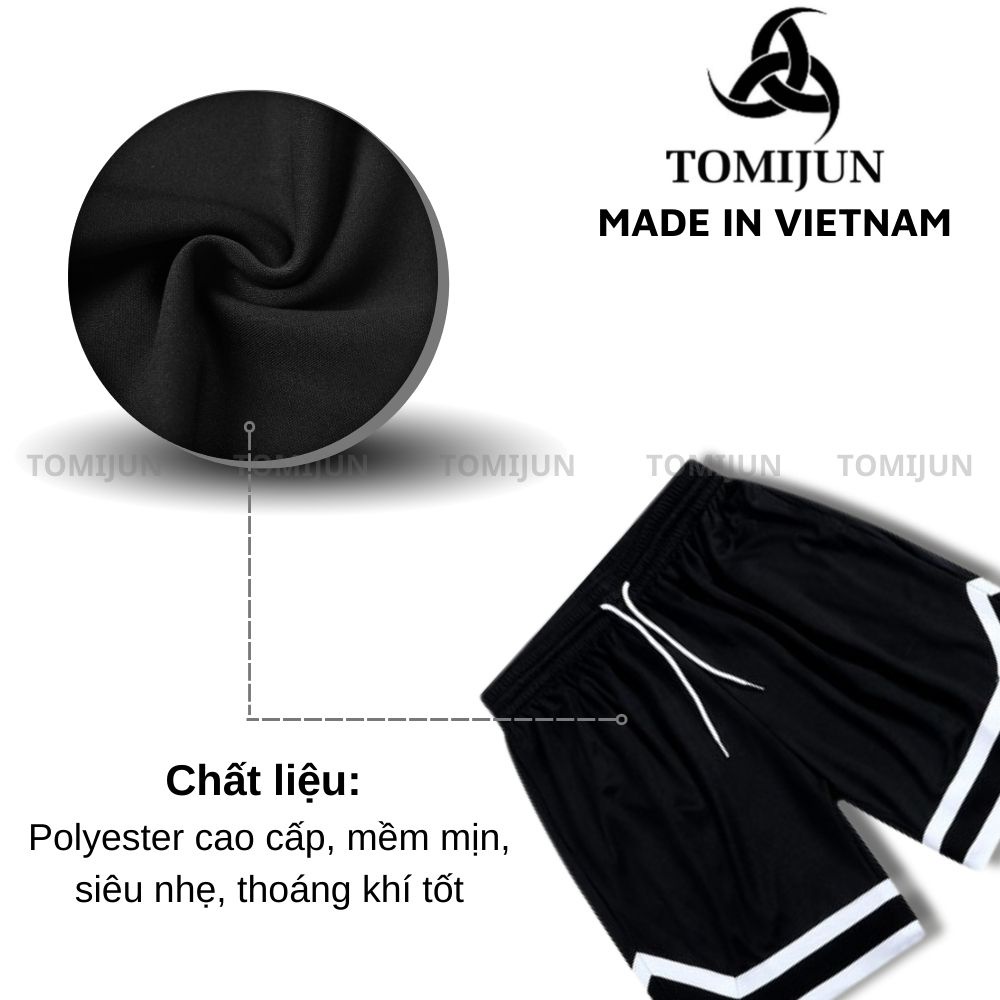 Quần đùi nam, quần short unisex TOMIJUN vải poly co giãn, form rộng, tập thể thao hay mặc nhà