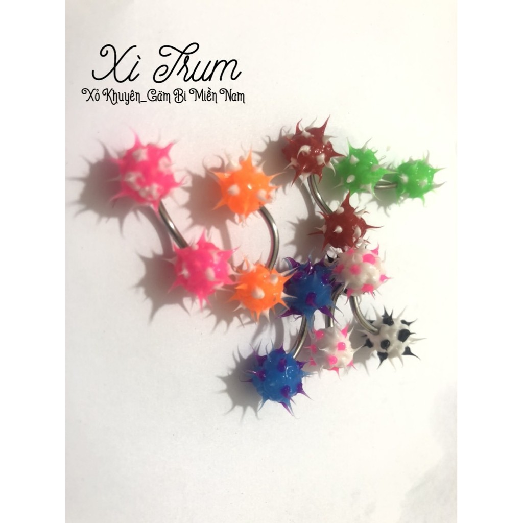 1 Khuyên Chùy CONG 12mm 2 CAO SU NON note màu cho shop nhé