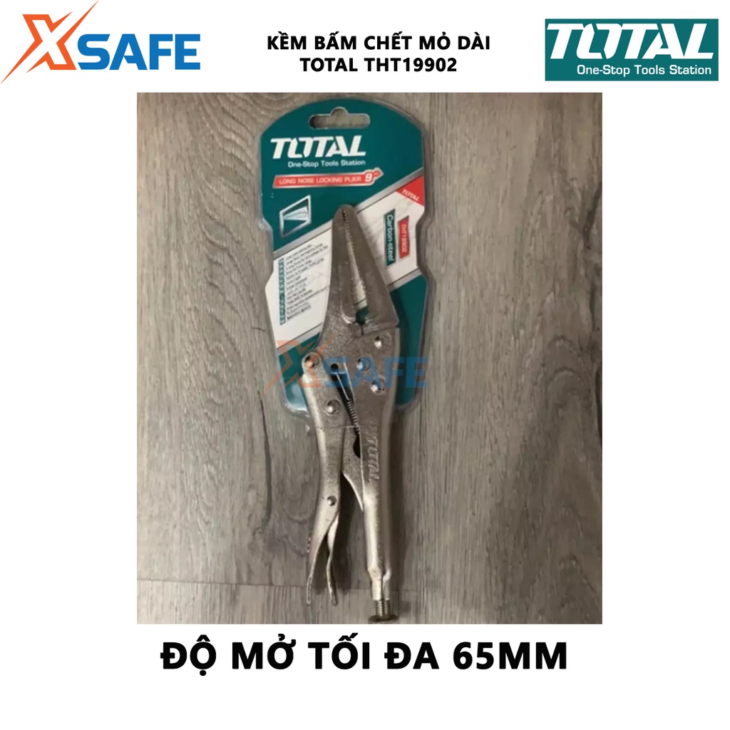 Kìm bấm chết mũi dài TOTAL THT19902 thép carbon mạ Niken, hạn chế mài mòn, gỉ sét, size 9 inch - chính hãng