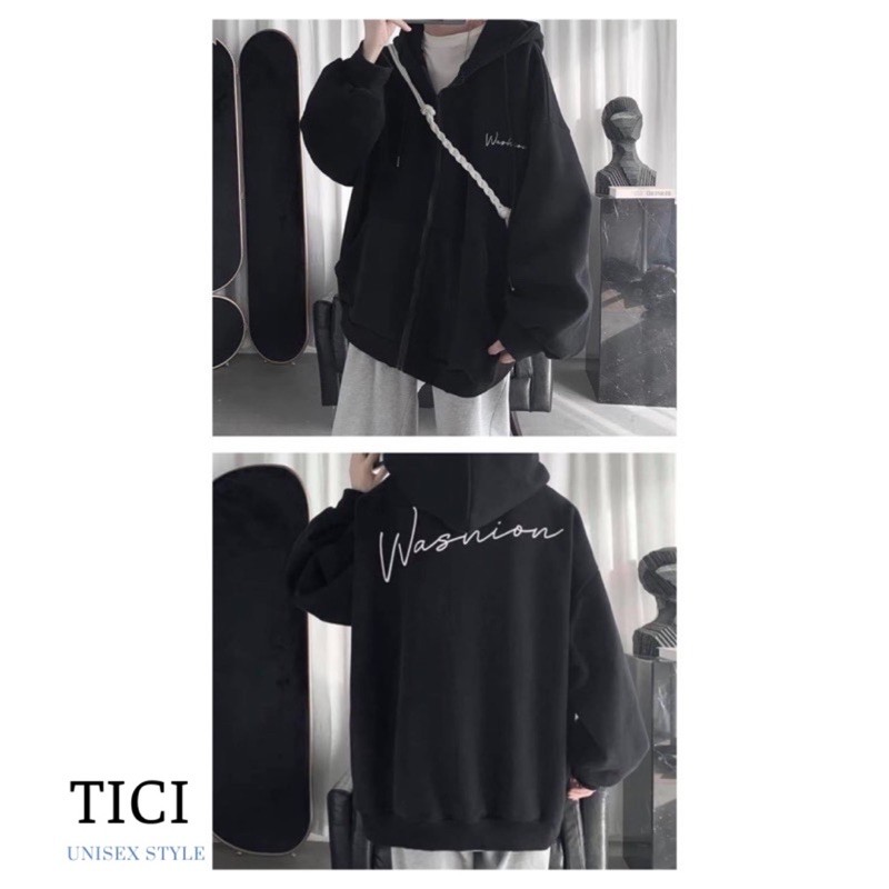 Áo Khoác Dây Kéo WASHION❤️/ Áo Hoodie Zip Unisex Nam/Nữ Form rộng (Chất nỉ lót bông mịn ấm cực đẹp)❤️[FREESHIP]