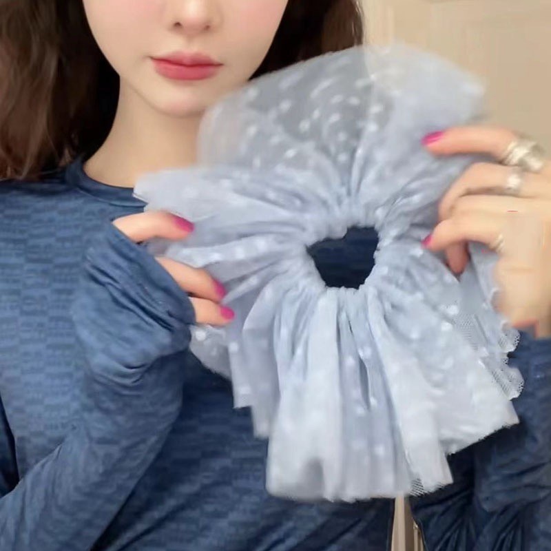 Dây Cột Tóc Lưới Chấm Bi Thanh Lịch Kiểu Nhật Hàn