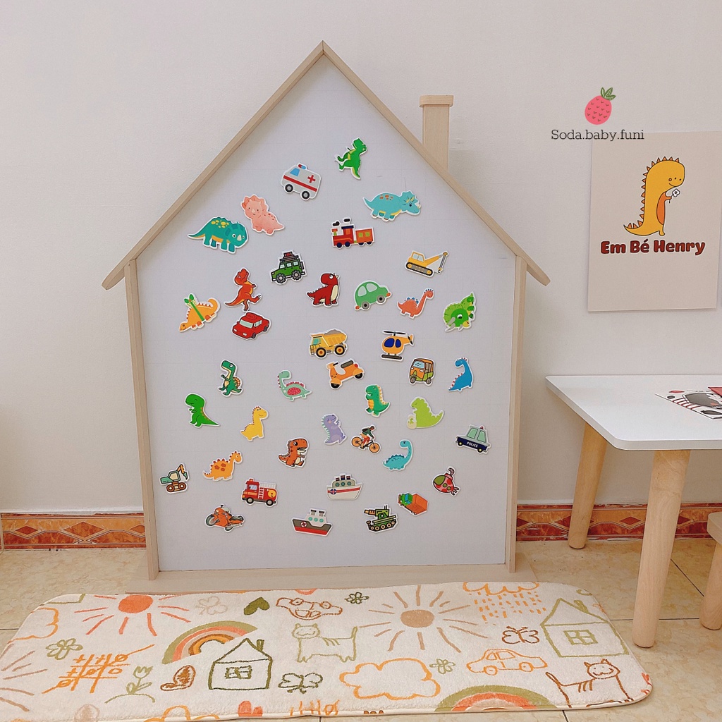 Bộ khủng long có nam châm dùng cho bảng từ hoặc dán tủ lạnh, sticker cho bé
