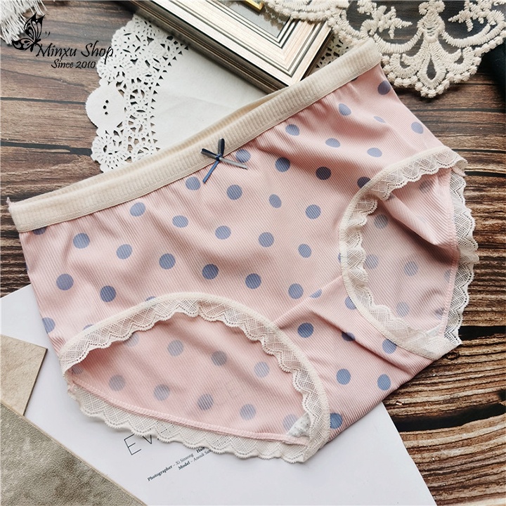 Quần lót nữ họa tiết chấm bi dễ thương vải tăm lạnh siêu mềm mịn mát lịm , quần lót học sinh kute Minxu shop 1928