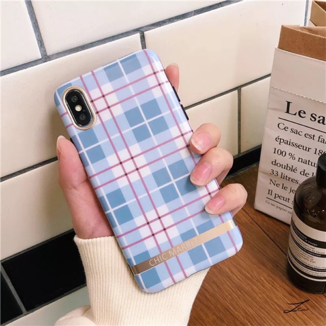 Ốp Sọc Chic Marble Case Chính Hãng Viền Vàng