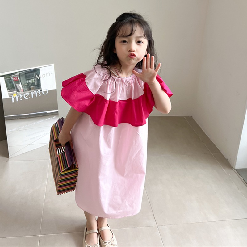 Đầm Công Chúa Không Tay Màu Trơn Nhấn Eo Thời Trang Mùa Hè Hàn Quốc Cho Bé Gái