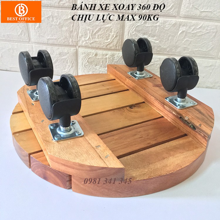 Combo 2 Đế Lót Chậu Cây có bánh xe - Chậu Hoa bằng gỗ Tự Nhiên - Đường Kính 30cm - Tải trọng Max 90kg