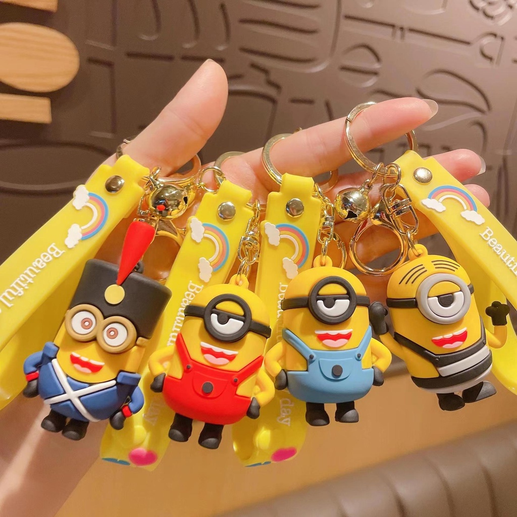 Móc Khóa Hình Minions Kevin / Stuart / Bob Bằng Silicone
