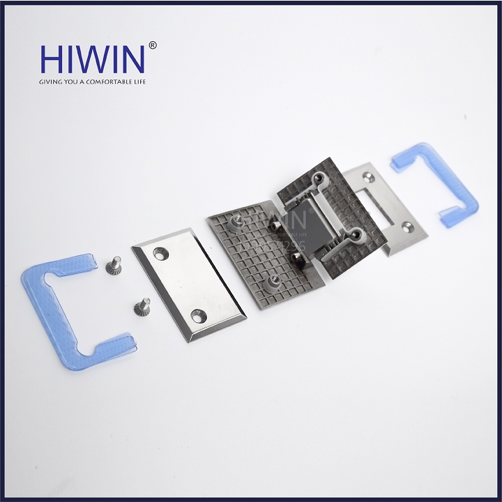 Bản lề phòng tắm kính 135 độ đế cân cạnh vát chất liệu inox 304 mặt gương HIWIN HG-006 (dày 5mm)