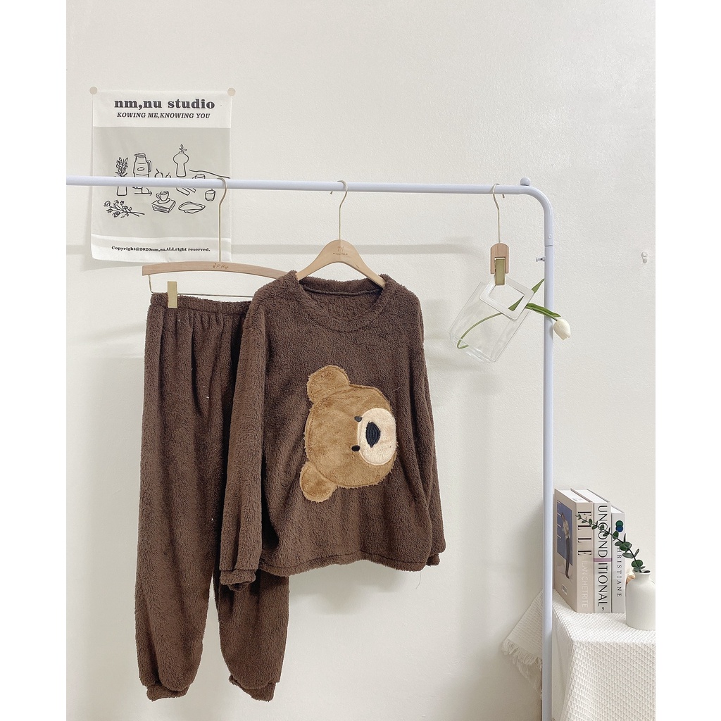 Bộ lông mặc nhà hình gấu siêu ấm