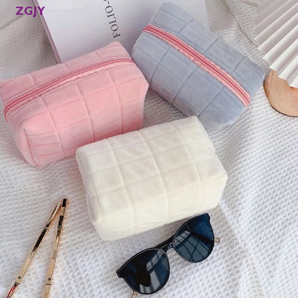 1 Túi Đựng Mỹ Phẩm / Đồ Trang Điểm Cỡ Lớn Màu Trơn Có Khóa Kéo Tiện Dụng Cho Nữ Mới