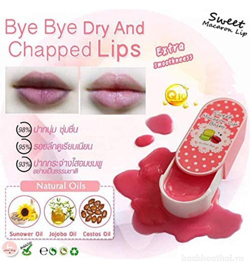 Hộp sáp dưỡng môi ngừa ṫhâm Sweet Macaron Lip Balm Thái Lan