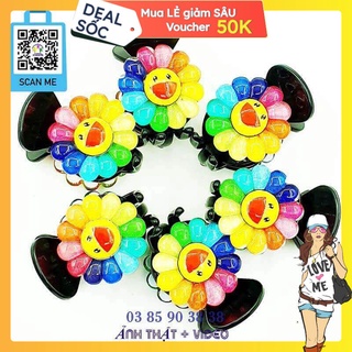 Kẹp tóc càng cua 5 răng, gắp tóc mặt cười hoa hướng dương xinh xắn - thương hiệu Vợ Chồng Tôi