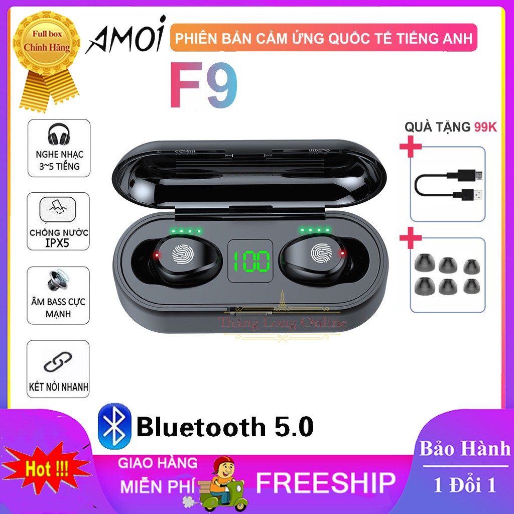 Tai nghe Bluetooth Amoi F9 Cao Cấp 5.0 Bản Quốc Tế Nút Cảm Ứng Pin 280H