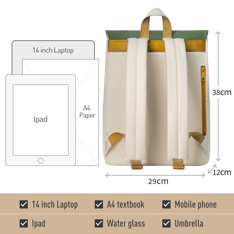 Ba Lô Đeo Vai Cỡ Lớn 14 inch Màu Sắc Dễ Thương 2340