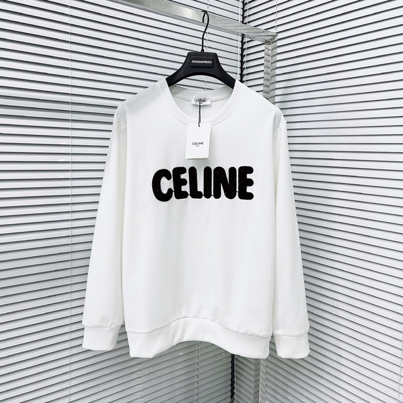 Áo nỉ sweater nam nữ thêu chữ C lông bông xù trước ngực vải dày dặn bo chun ống dáng đơn giản đẹp