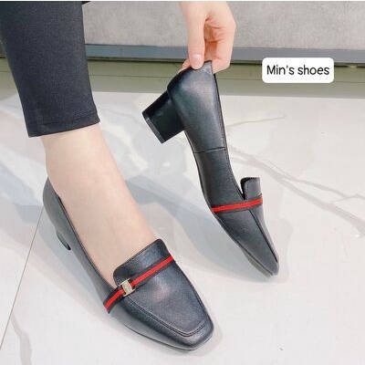 Min's Shoes - Giày Gót Vuông Da Dê Cao Cấp V219