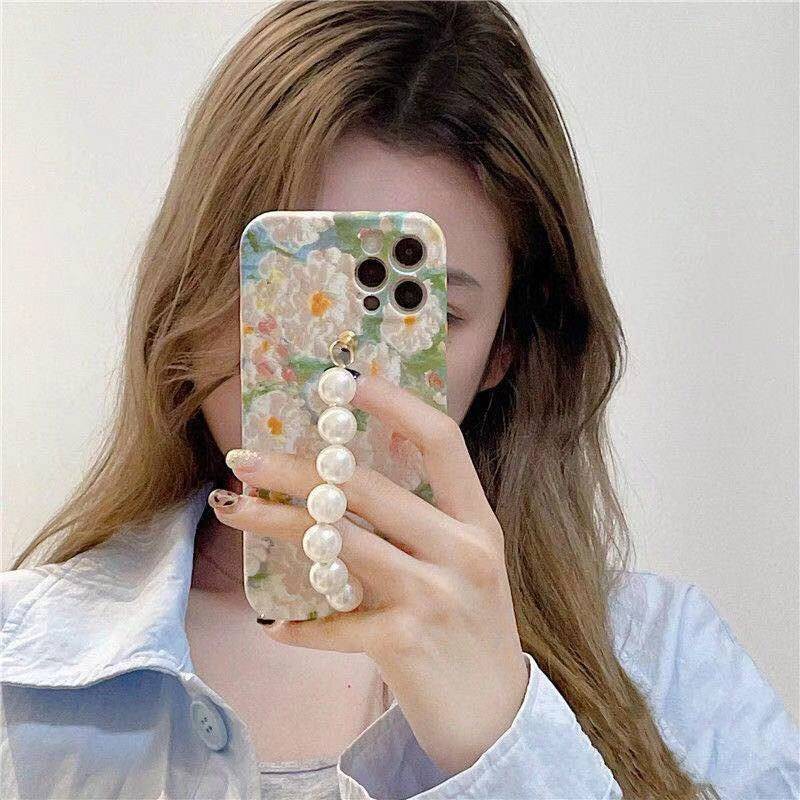 Ốp Điện Thoại Hình Tranh Sơn Dầu Có Dây Ngọc Trai Cho iPhone 12 12pro 12pro max XS MAX / XR / X / 7 8 Plus / SE 2020 | BigBuy360 - bigbuy360.vn