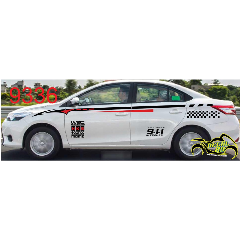 Tem sườn ô tô (Vios). Mẫu chỉ đỏ đen.