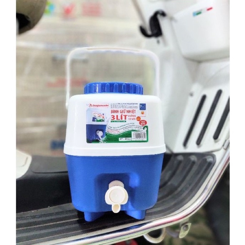 Bình đá giữ nhiệt 3L vuông - tròn có vòi , chính hãng Đồng Tâm , Bền , Đẹp