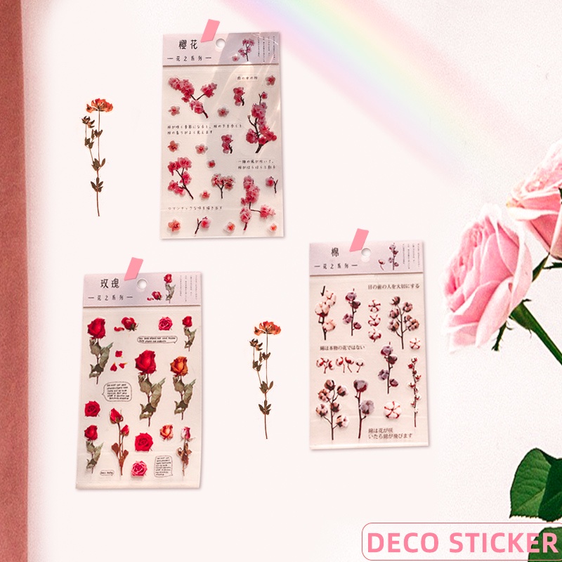 Sticker Trong Suốt Hình Hoa Xinh Xắn Theo Phong Cách Nhật Bản