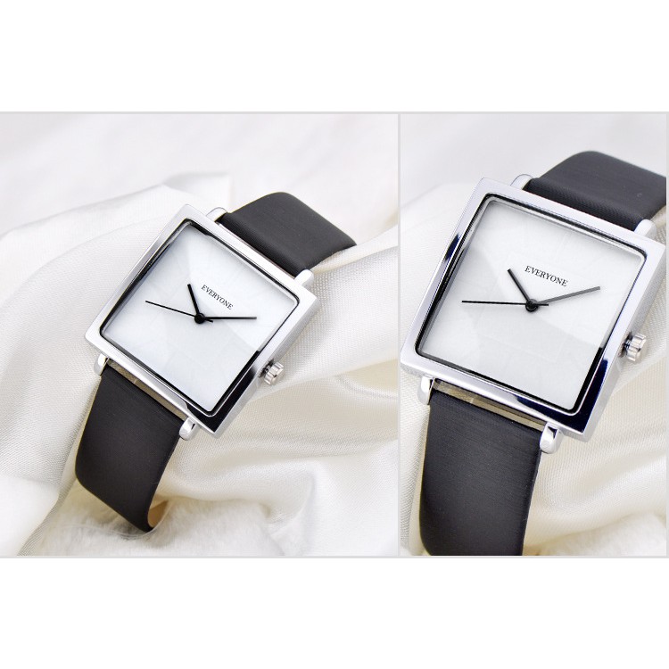 [HÀNG CHÍNH HÃNG] Đồng hồ nữ EVERYONE mặt vuông dây da cao cấp size 36mm ( ảnh thật dưới cuối)