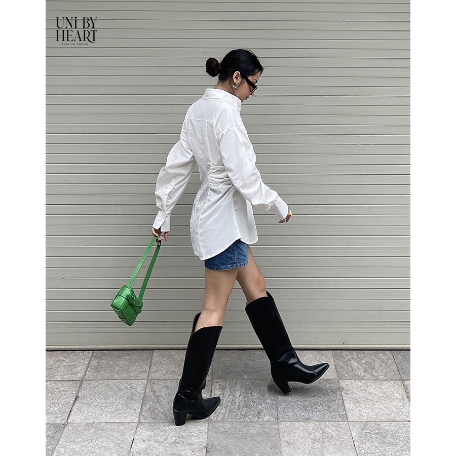 Áo sơ mi nữ Gina Shirt SMI005 thiết kế nhún eo, tay bồng thời trang - Uni By Heart
