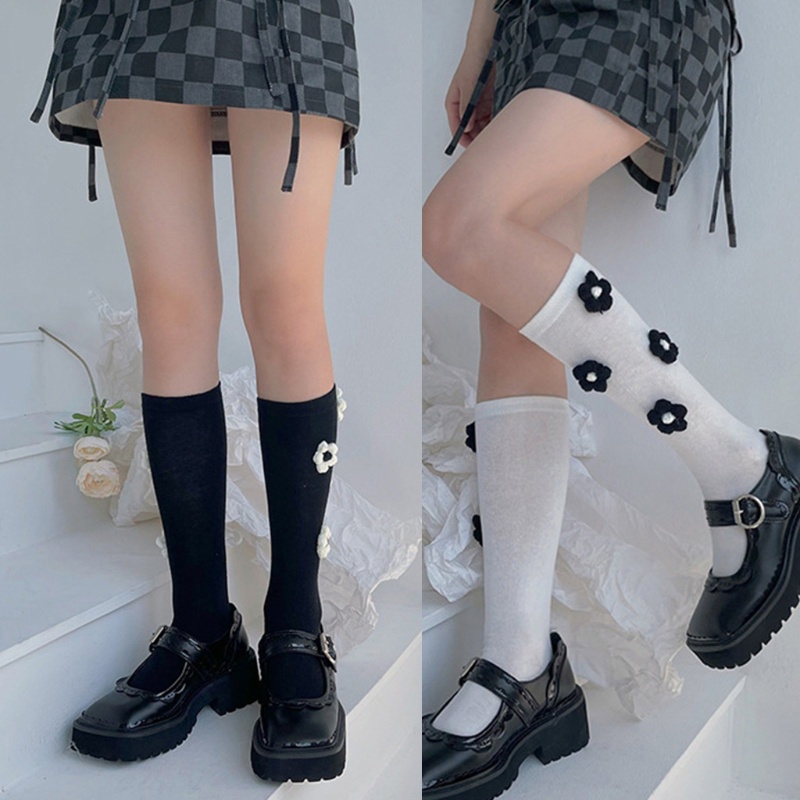 Tất Len Dệt Kim 3D Phong Cách Lolita Xinh Xắn Cho Nữ