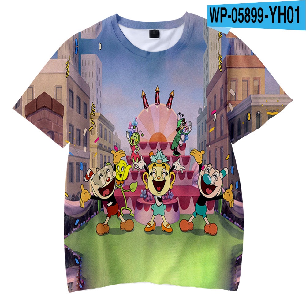 Áo Thun Ngắn Tay Dáng Rộng In Hình cuphead Phong Cách Âu Mỹ Giản Dị Dành Cho Trẻ Nhỏ Và Người Lớn
