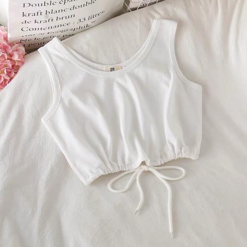 [Sale Sốc]Áo Thun Croptop Sát Nách Dây Rút Ulzzang Gợi Cảm Cho Nữ