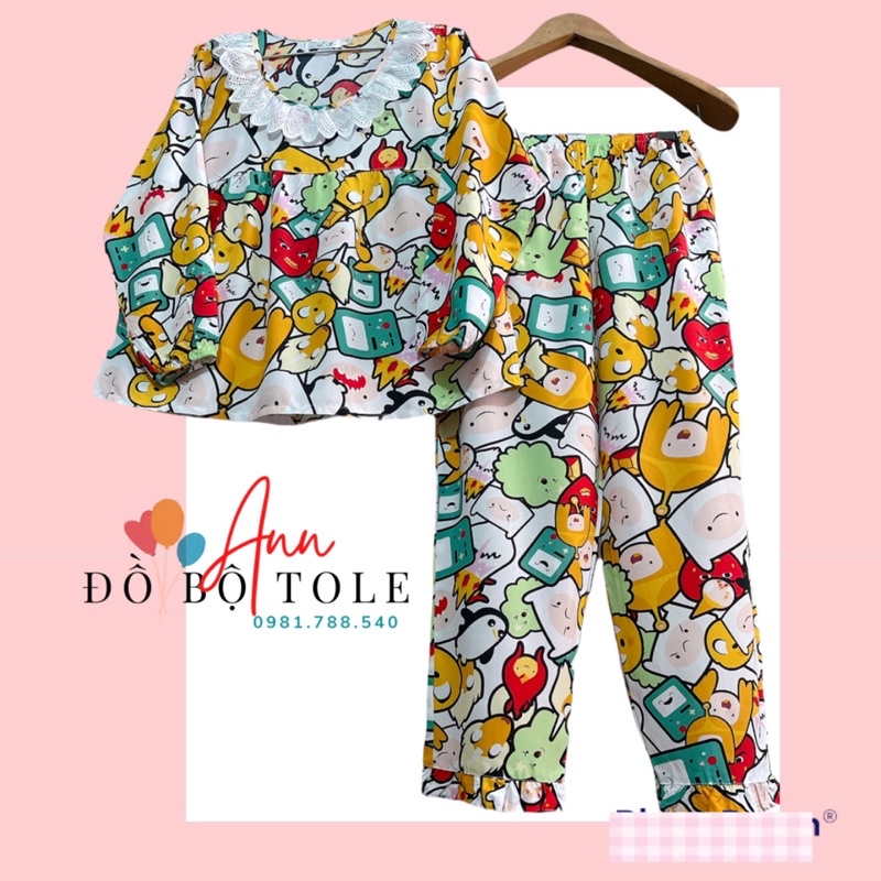 [ Ann- ĐỒ BỘ TOLE ] Tay dài quần dài cô tròn phối ren bbd ( 45-65kg ) | BigBuy360 - bigbuy360.vn