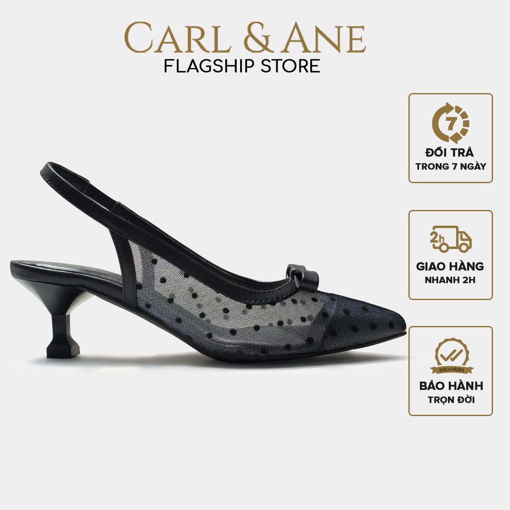 Carl & Ane - Giày cao gót mũi nhọn phối dây lưới thời trang công sở 2022