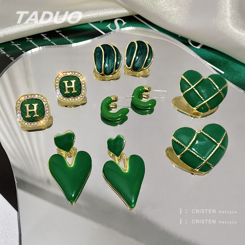 Khuyên tai màu xanh lá nhiều mẫu tùy chọn thời trang cho nữ