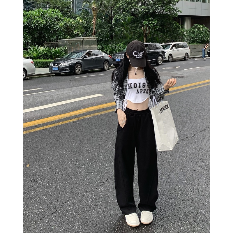 Quần Kaki Ống Rộng Lưng Cao Phong Cách retro Mới