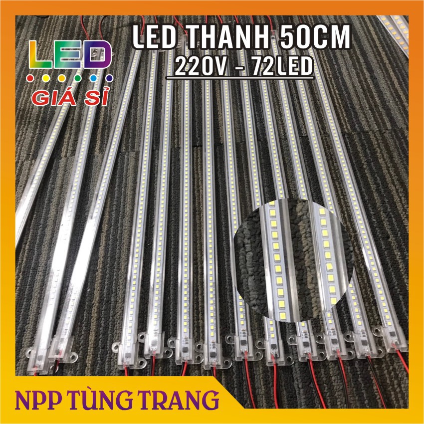 Đèn led thanh 220V 50cm 72 mắt led siêu sáng