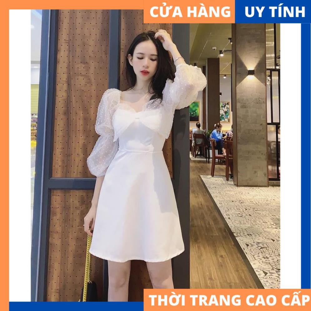 Đầm xòe tay lưới bồng phối nơ ngực siêu xinh Lizzy dress [HÀNG CAO CẤP]