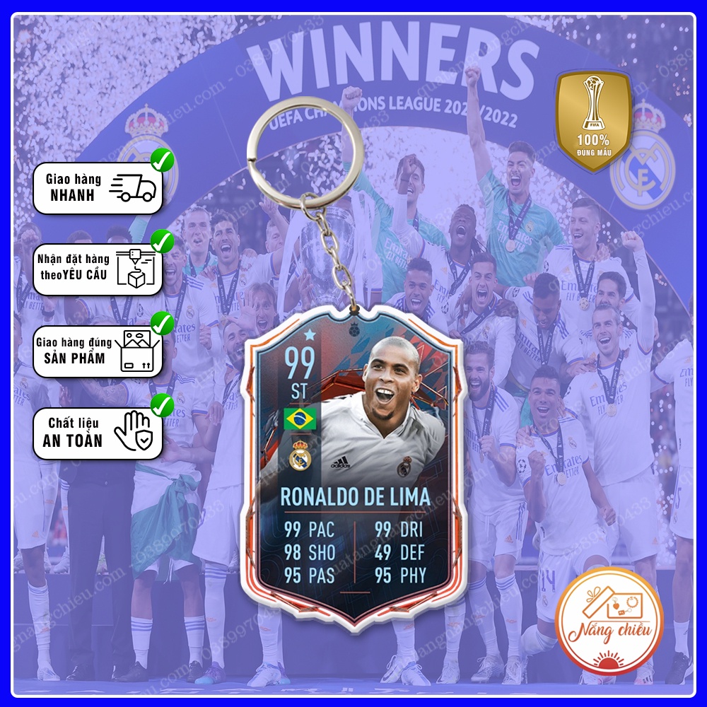 Móc Khóa Icon Ronaldo de lima, CLB bóng đá Real Madrid ☘️MÓC KHÓA THẺ CẦU THỦ☘️