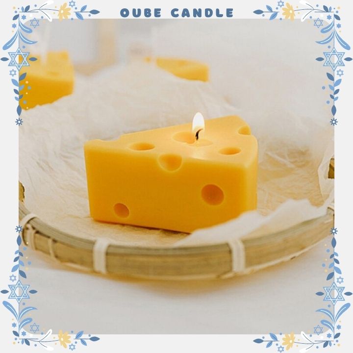 Nến Thơm Handmade Sáp Đậu Nành Hình Phô Mai Nhỏ Xinh Hương Tinh Dầu Cao Cấp Cheese Size 6x3.2cm | Oube Candle NT16