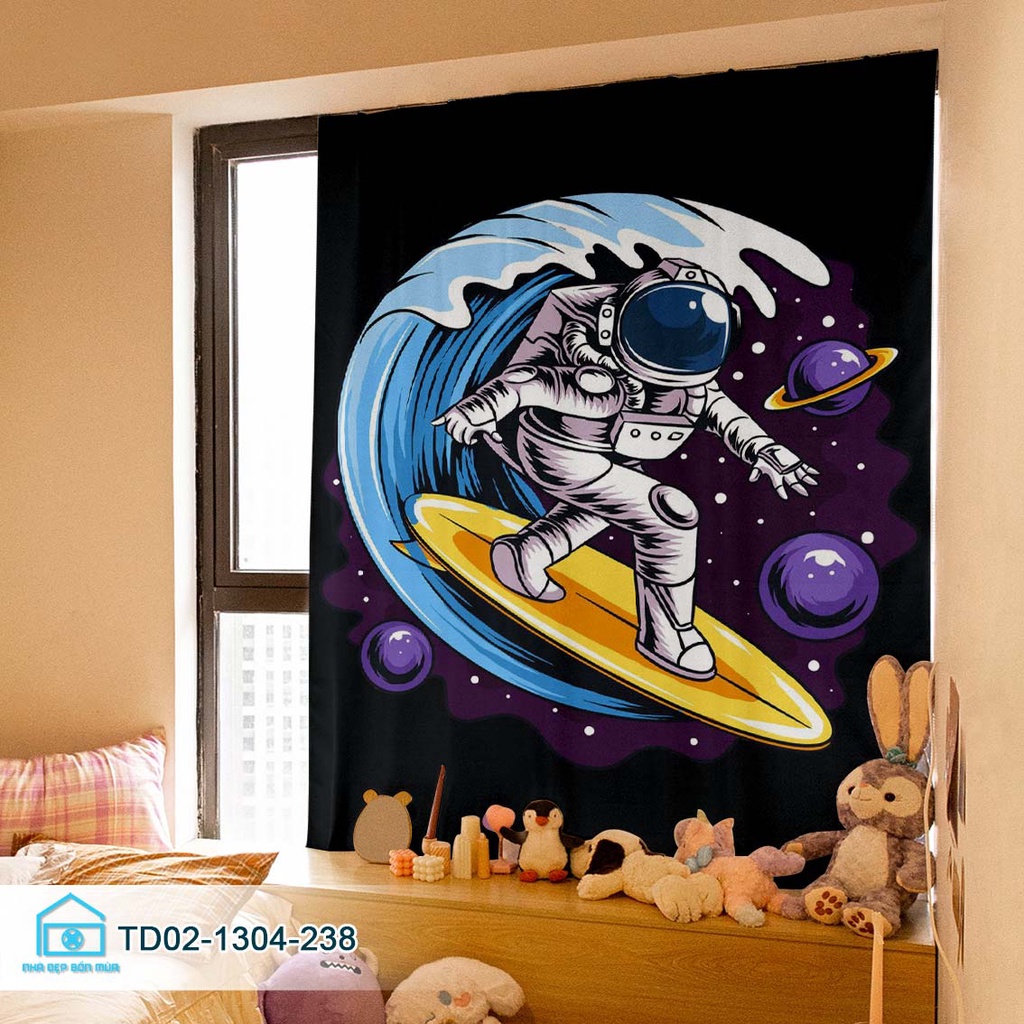 Rèm cửa dán chống nắng tien loi tường phi hành gia 2 Tín Phát Decor, rèm cửa sổ du hành vũ trụ độc đáo 2