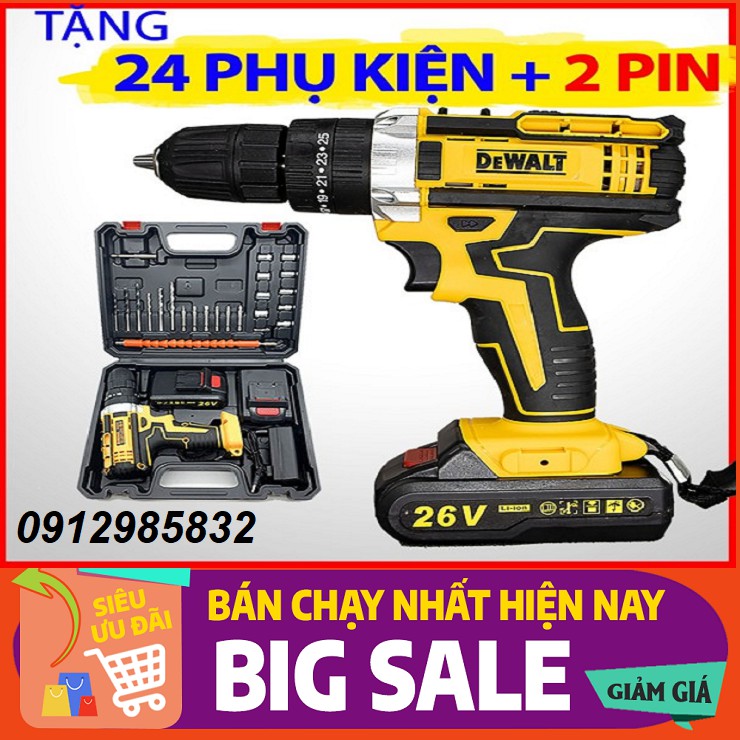 MÁY KHOAN PIN 26V SIÊU KHỎE SIÊU BỀN LÕI ĐỒNG 100%