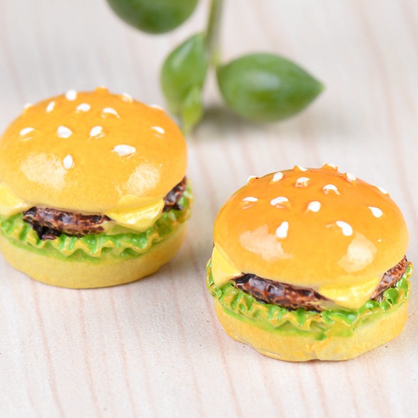 C97-Charm slime/ Dụng Cụ Trang Trí Mô Hình 3D Hình Bánh Mì Hamburger (1.5x1.5cm)